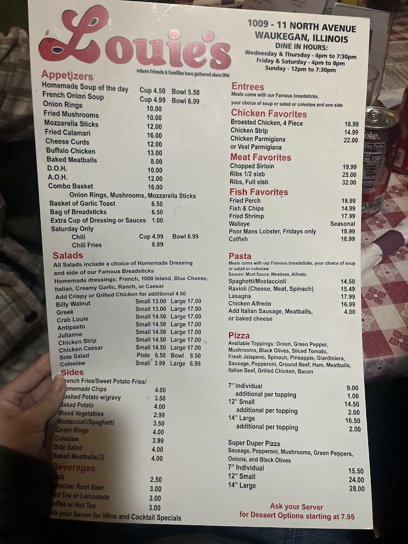 Louie's Restaurant Menu image 2
